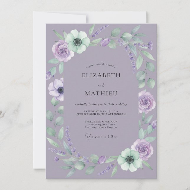 Convite Casamento Flor de Hortelã Âmbar (Frente)