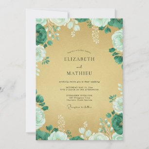 Convite Casamento Flor de Hortelã Dourada