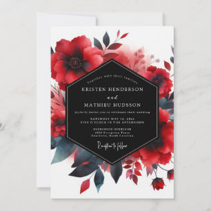 Convite Casamento Flor de Índigo Carmesim