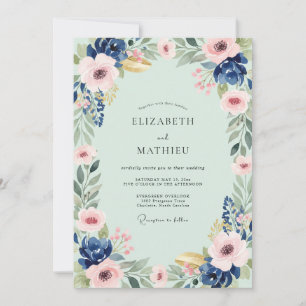 Convite Casamento Flor de Índigo Menta