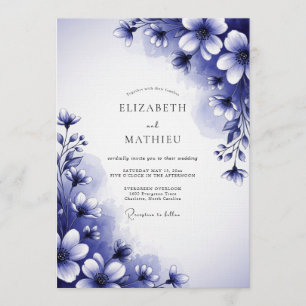 Convite Casamento Flor de Índigo Pintada