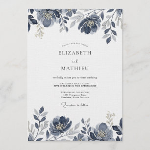 Convite Casamento Flor de Indigo Pintado