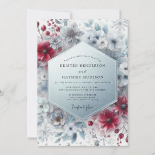 Convite Casamento Flor de Inverno Borgonha