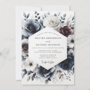 Convite Casamento Flor de Inverno Índigo