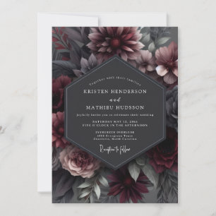 Convite Casamento Flor de Íris Garnet Sombrio