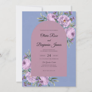 Convite Casamento Flor de Jantar Amethisto Azul Romântico