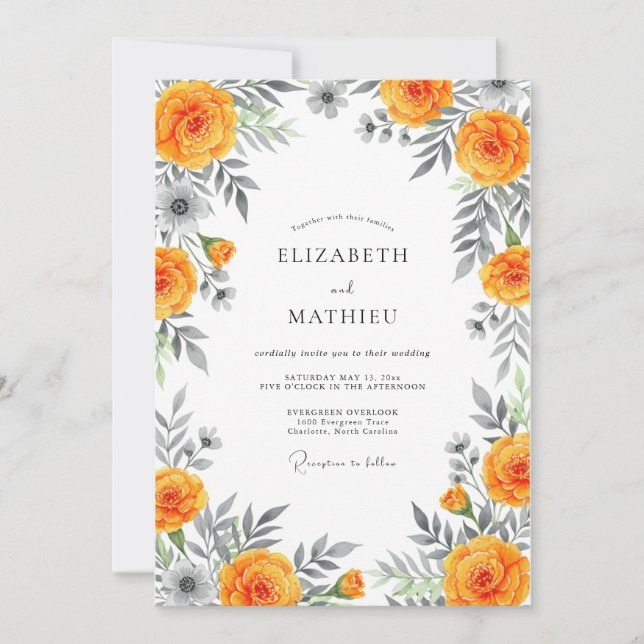 Convite Casamento Flor de Laranja (Frente)