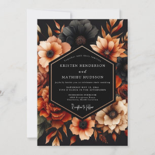 Convite Casamento Flor de Laranja Queimada Noir