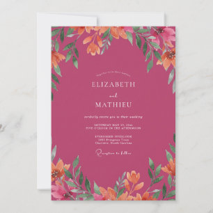 Convite Casamento Flor de Laranjeira Magenta