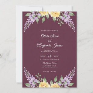 Convite Casamento Flor de Lavanda Ameixa