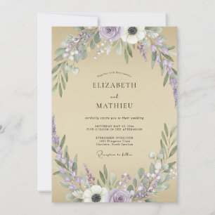 Convite Casamento Flor de Lavanda Areia
