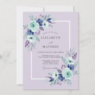 Convite Casamento Flor de Lavanda Azul