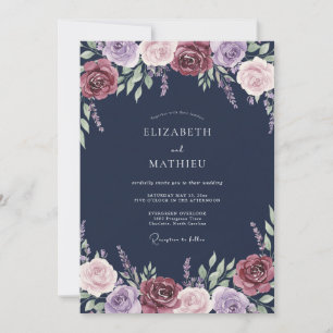 Convite Casamento Flor de Lavanda Borgonha