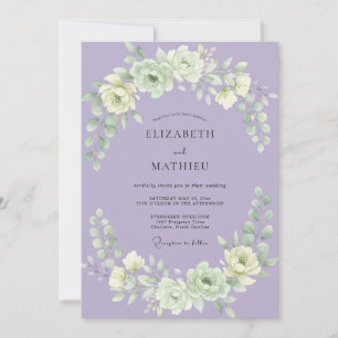 Convite Casamento Flor de Lavanda e Hortelã