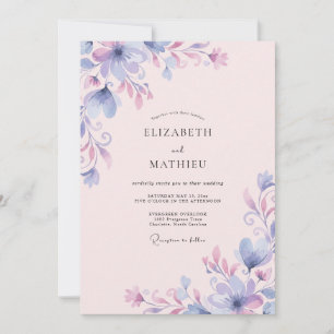 Convite Casamento Flor de Lavanda e Periwinkle