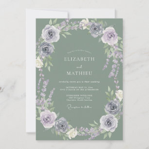 Convite Casamento Flor de Lavanda Empoeirada
