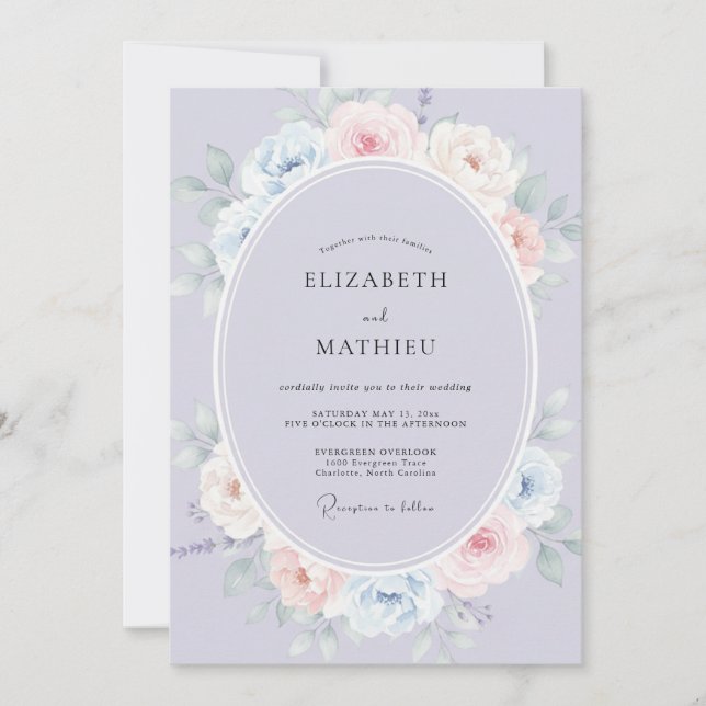 Convite Casamento Flor de Lavanda Etérea (Frente)