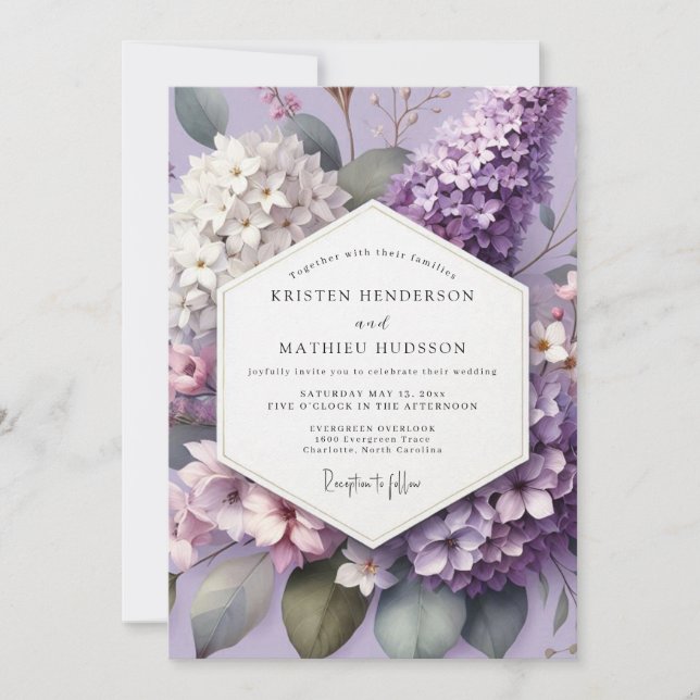 Convite Casamento Flor de Lavanda Etérea (Frente)