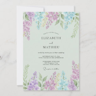 Convite Casamento Flor de Lilás Etéreo