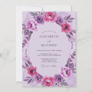 Convite Casamento Flor de Lilás Magenta