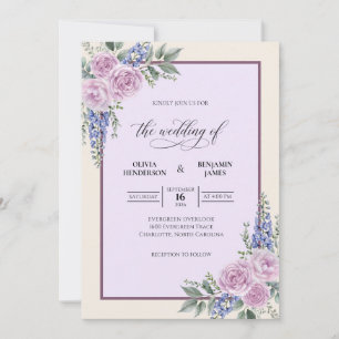 Convite Casamento Flor de Lilás Roxo