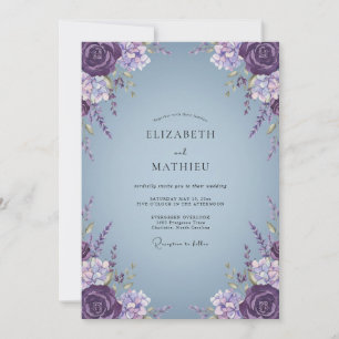 Convite Casamento Flor de Lilás Roxo Periwinkle
