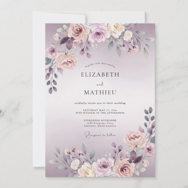 Convite Casamento Flor de Lilás Sonhador (Frente)