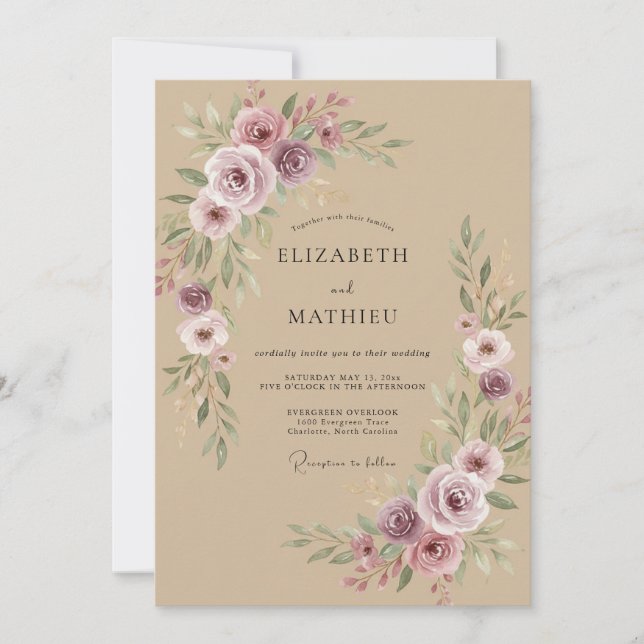 Convite Casamento Flor de Lilás Tóxico (Frente)