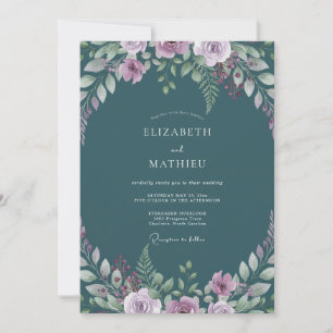 Convite Casamento Flor de Lilás Turquesa