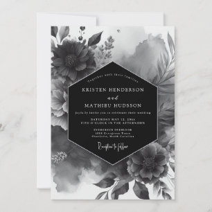Convite Casamento Flor de Luxo Preto