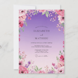 Convite Casamento Flor de Magenta Ameixa