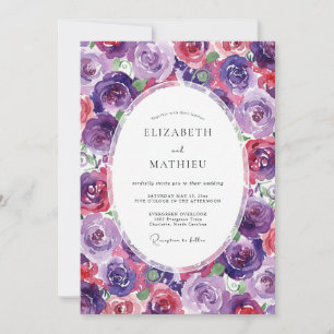 Convite Casamento Flor de Magenta Roxo