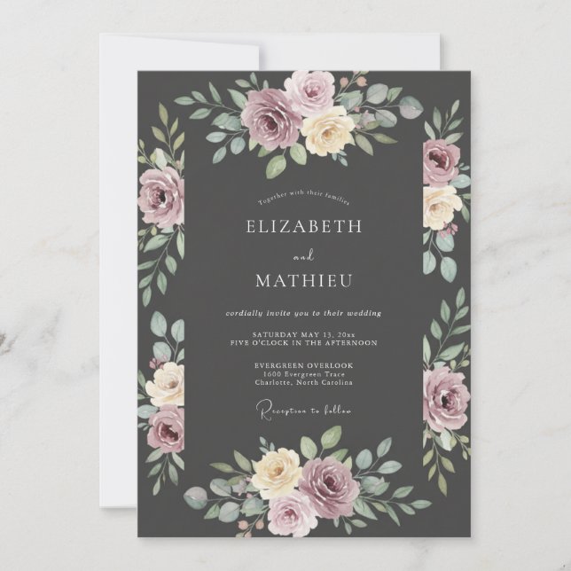 Convite Casamento Flor de Malva (Frente)
