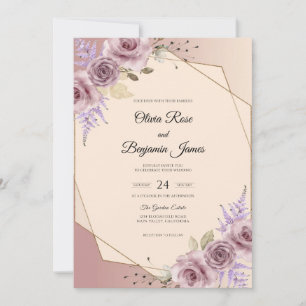 Convite Casamento Flor de Malva Champanhe