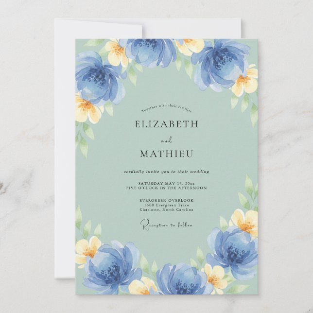 Convite Casamento Flor de Manteiga Centáurea (Frente)