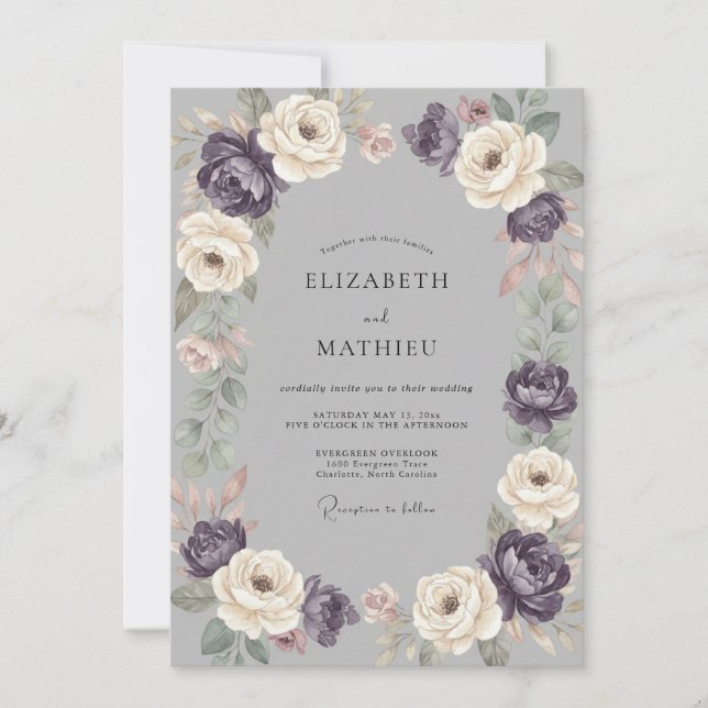 Convite Casamento Flor de Marfim Âmbar (Frente)