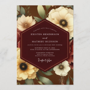 Convite Casamento Flor de Marfim Borgonha