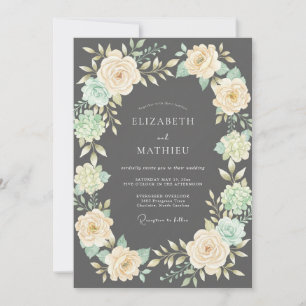 Convite Casamento Flor de Marfim Carvão