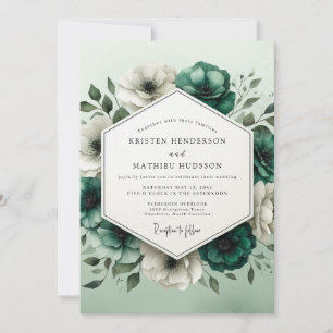 Convite Casamento Flor de Marfim Verde-água
