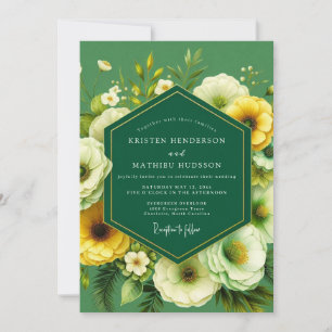 Convite Casamento Flor de Marigold Esmeralda