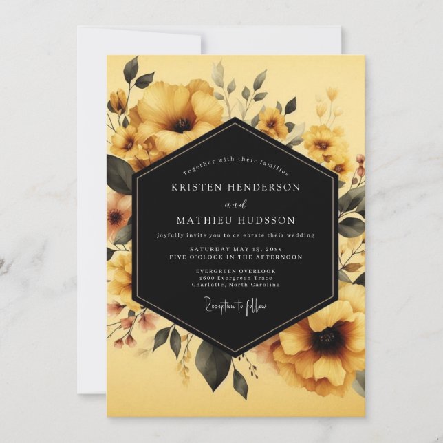 Convite Casamento Flor de Marigold Vesperal (Frente)