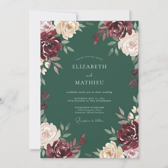 Convite Casamento Flor de Marrom Floresta (Frente)