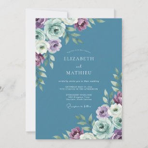 Convite Casamento Flor de Mauve Aço