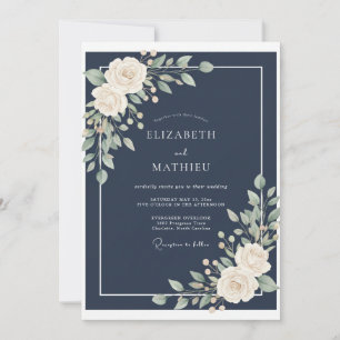Convite Casamento Flor de Meia-Noite Branca Quente