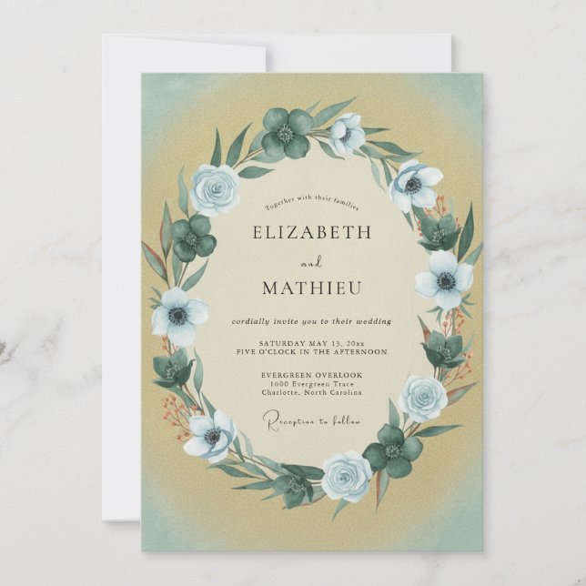 Convite Casamento Flor de Mel Pálido (Frente)