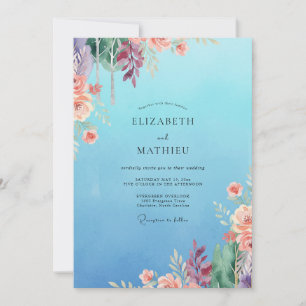 Convite Casamento Flor de Milho Coral Bloom