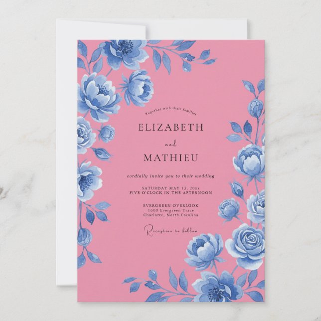 Convite Casamento Flor de Milho Magenta (Frente)