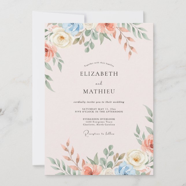 Convite Casamento Flor de Milho Rubor (Frente)