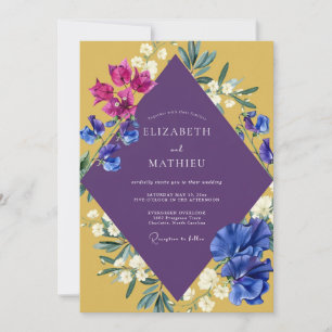 Convite Casamento Flor de Mostarda Roxa