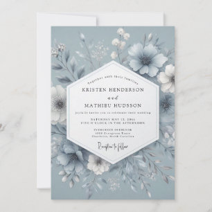 Convite Casamento Flor de Névoa Azul Ardesia